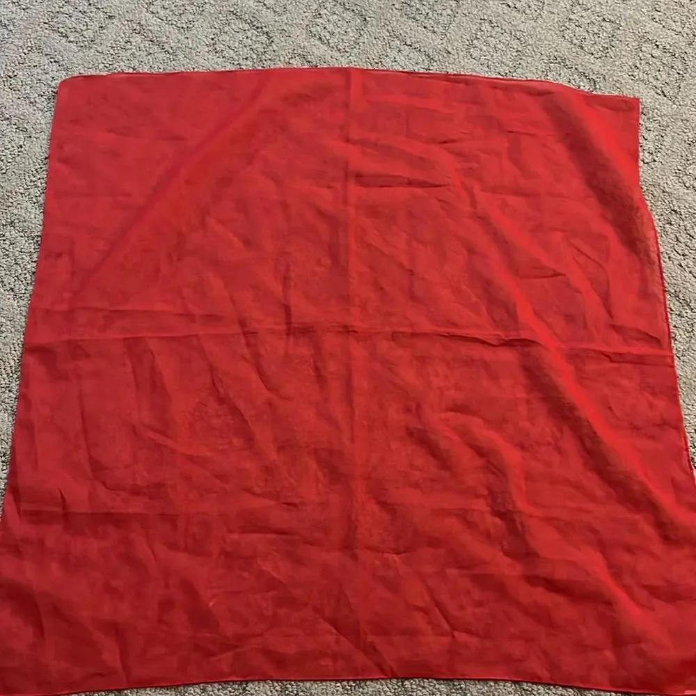 Sheer square red scarf aprox 26 x 26 inches